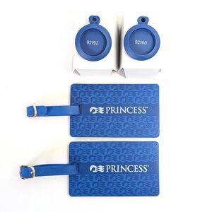 Princess Cruise Line Set of 2 Blue Medallion Clips and 2 Luggage Tags NEW
